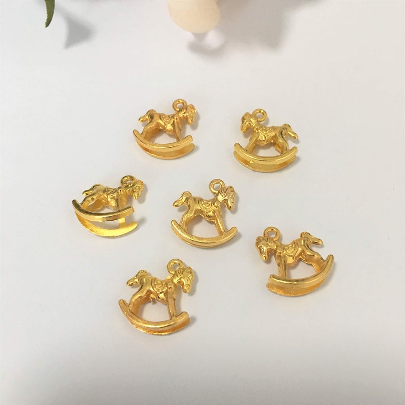 NUORUI Gold Tone Rocking Horse Toy Charms for Wedding Baby Shower Party Decorated Chocolate Favors (Gold Rocking Horse) - Image 1